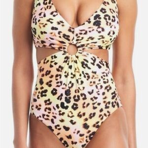 Leopard Animal Print Cutout O ring Monokini Swimsuit Bar III